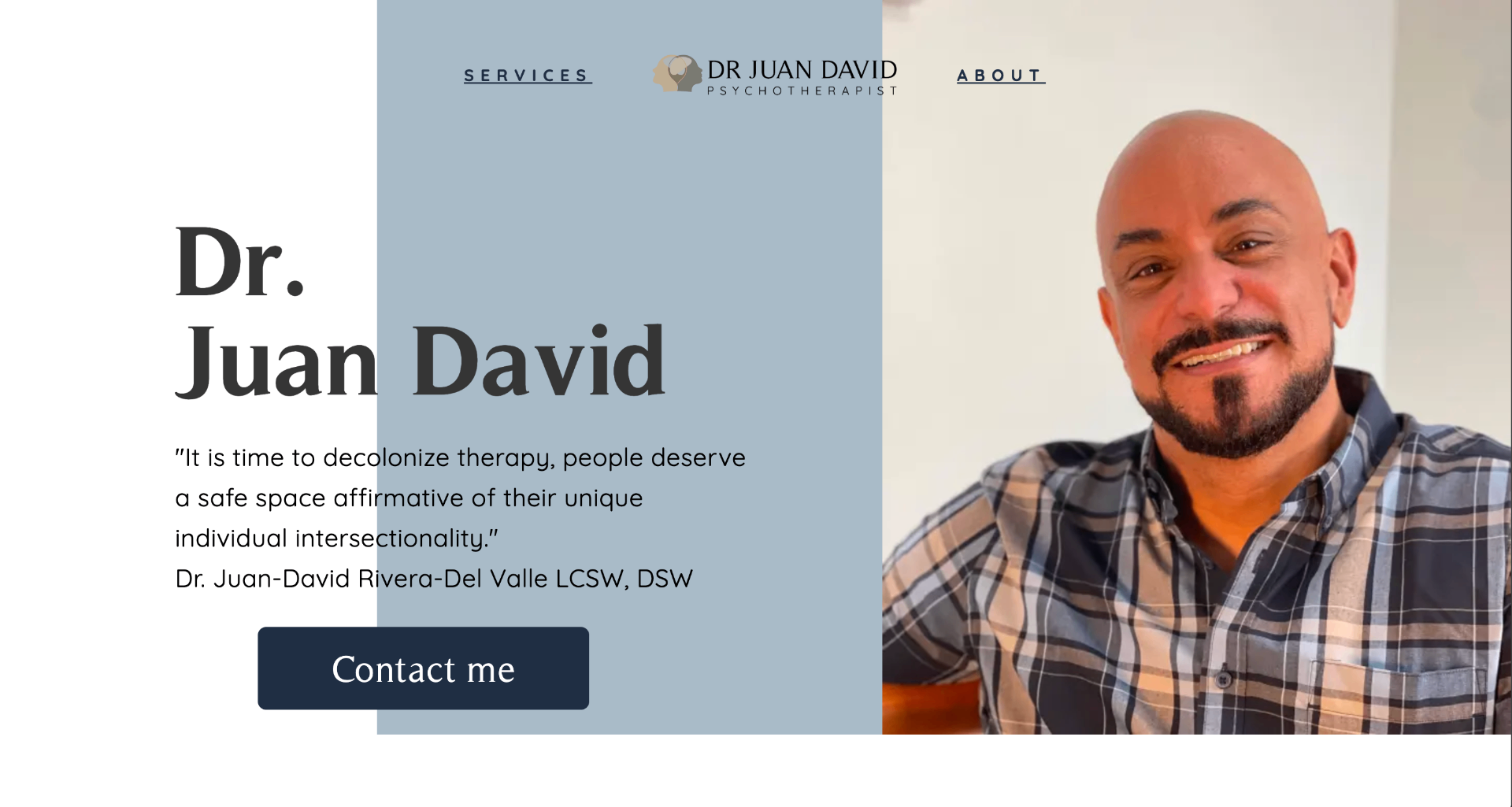 Dr. Juan David psychotherapy website desktop homepage designed by Pineda Web Studio.